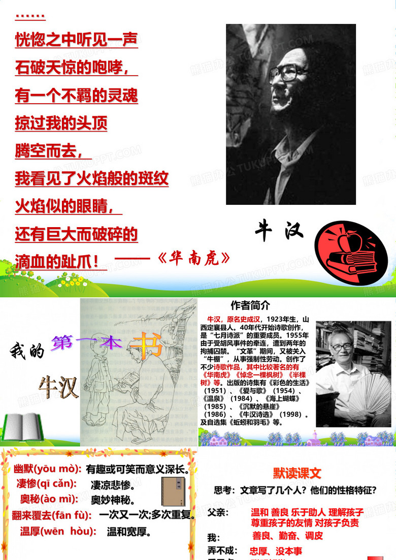 湖北省钟祥市石牌镇初级中学八年级语文下册《我的第一本书》课件 新人教版