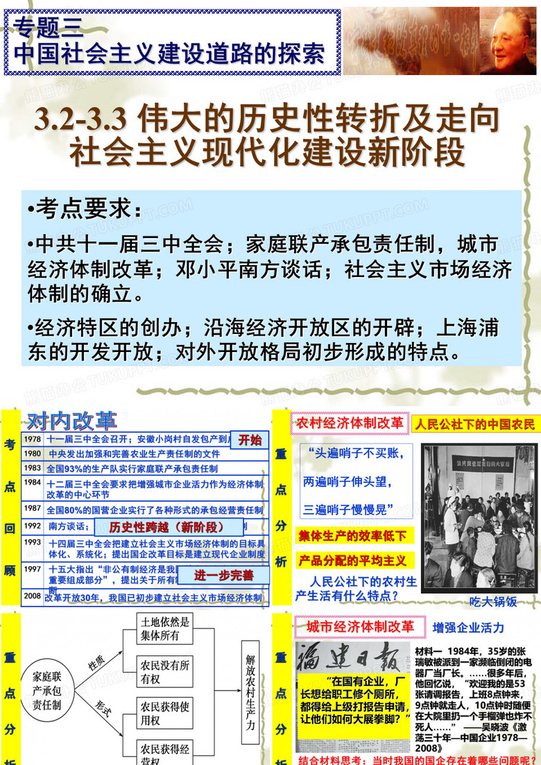 高中历史教学课件(缙云中学)改革开放到社会主义市场经济体制