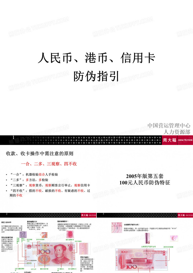 人民币+港币+信用卡防伪指引PPT演示文稿