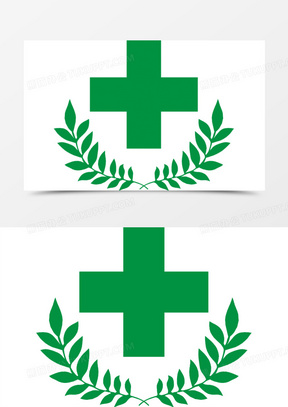 绿色十字医院标签