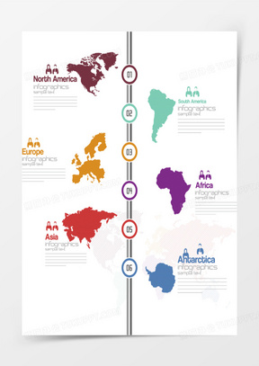 彩色地图时间轴流程图