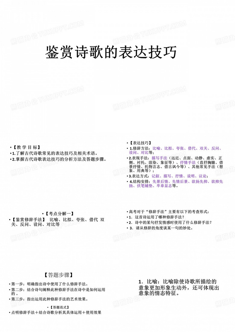 鉴赏诗歌的表达技巧