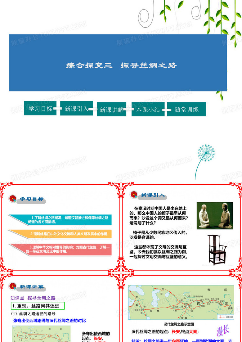 人教版历史八年级上册综合探究3 探寻丝绸之路课件