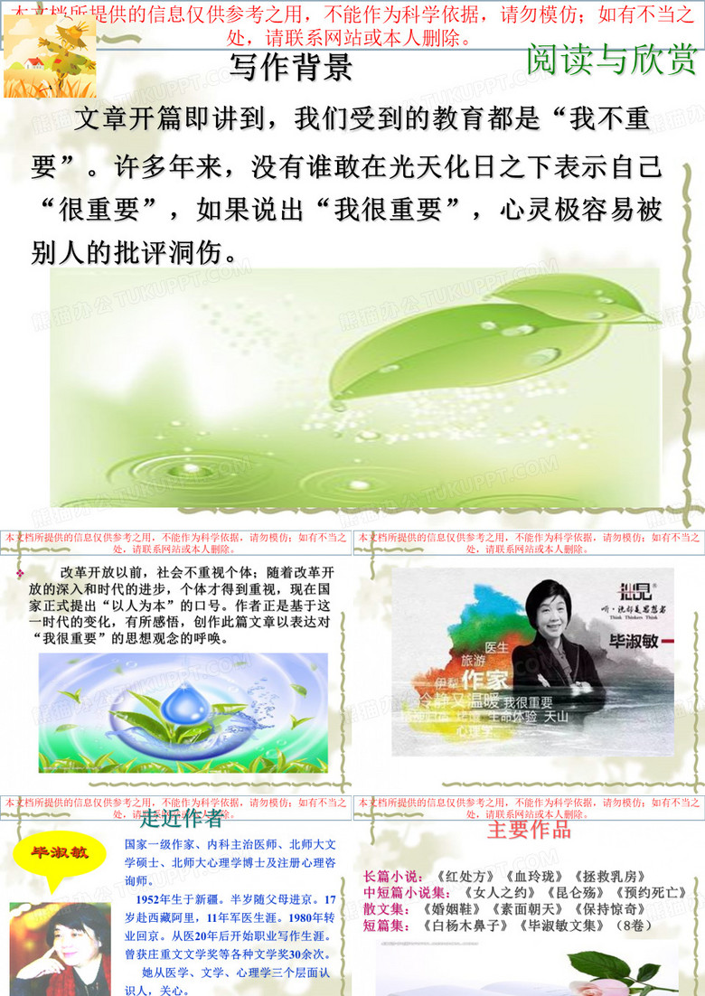我很重要毕淑敏培训课件