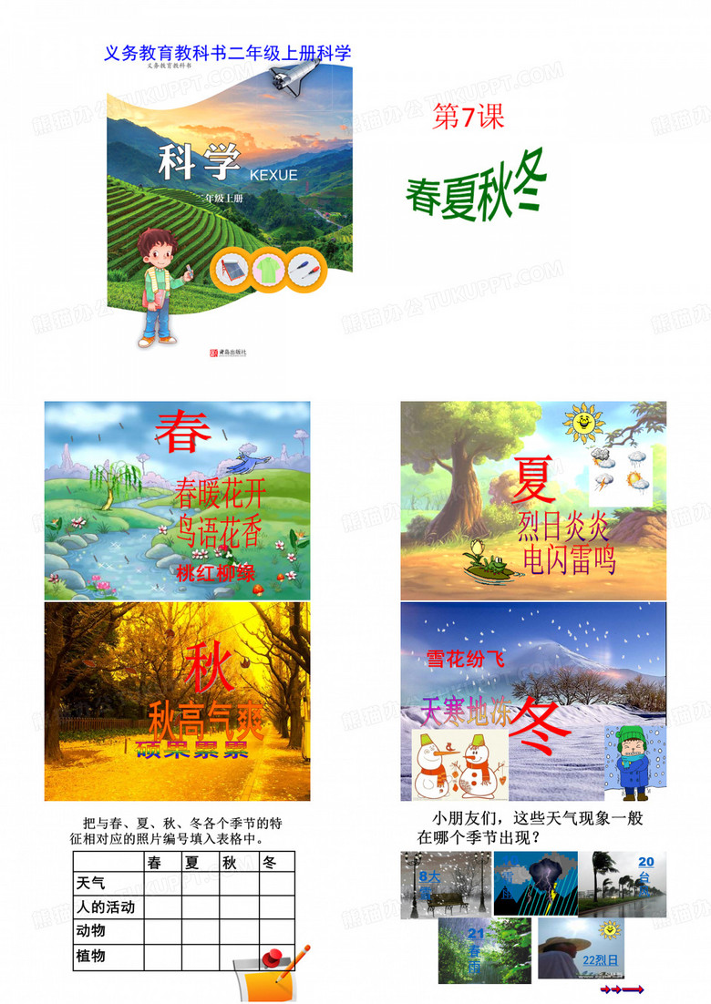 二年级科学春夏秋冬