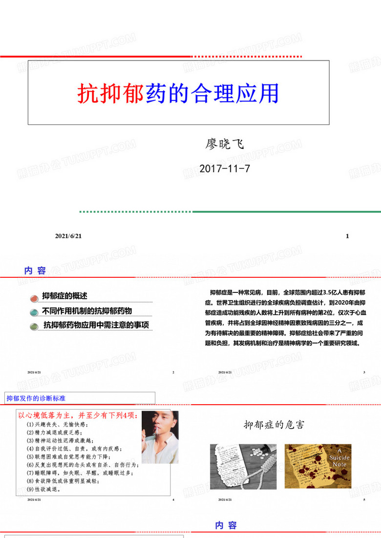 抗抑郁药的使用—廖晓飞