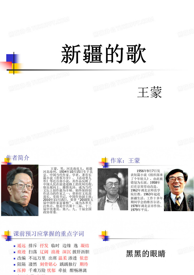 王蒙《新疆的歌》课件1
