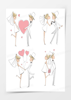 结婚卡通人物图片素材