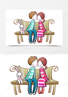 人物贴心情侣害羞白兔