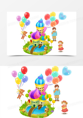 气球城堡游乐园小熊儿童