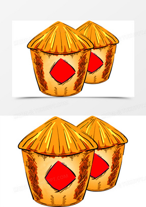 150粮仓100卡通手绘秋季粮仓小狐狸和粮仓免抠元素