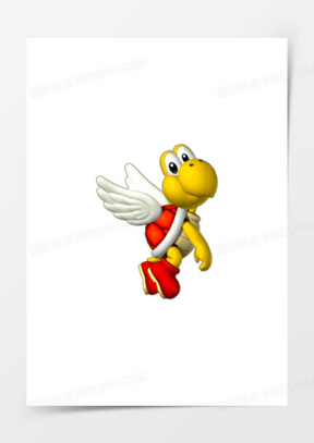 卡通飞翔的乌龟q版超级玛丽