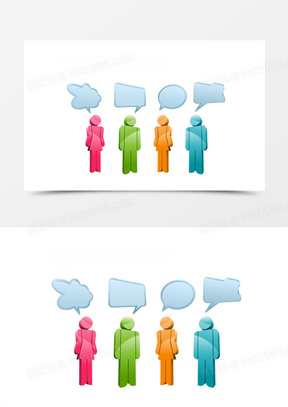 彩色立体人物对话内容免抠矢量ppt元素