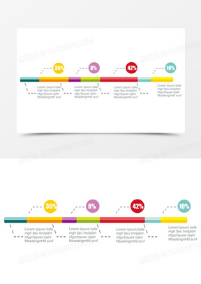彩色时间轴占比免抠矢量PPT元素