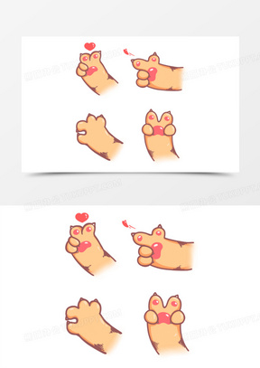 一组手绘可爱猫爪表情包素材
