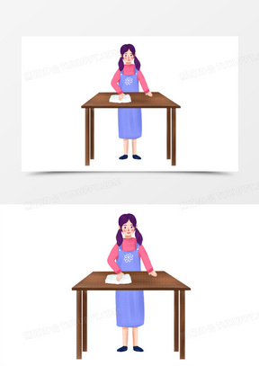 小女孩擦桌子卡通插画元素771卡通男孩擦桌子插画元素1220手绘插画女