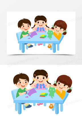 卡通手工课学生兼职免抠素材