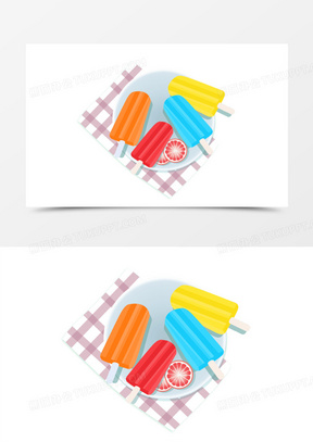 彩色夏日冰棍免抠手绘元素