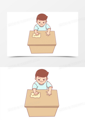 手绘男孩擦桌子打扫房间场景素材1100打扫房间的家庭主妇390手绘小年