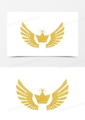 金色皇冠展翅翅膀元素
