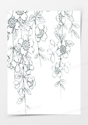 素描花朵藤蔓七夕情人节背景