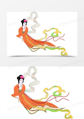 中国画飞天的嫦娥中秋