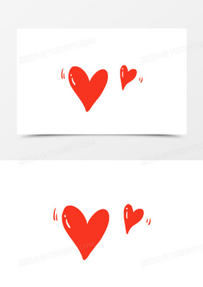 红色手绘爱心元素