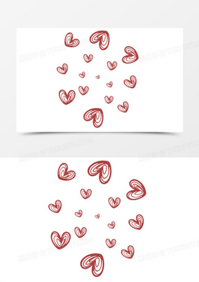 卡通手绘线条爱心免抠元素