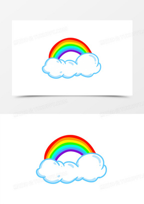 手绘卡通装饰彩虹素材
