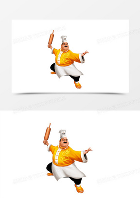 功夫厨师人物手绘黄色服装40矢量功夫人物80卡通功夫熊猫厨房海报背景
