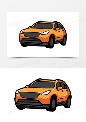 手绘卡通黄色小汽车元素素材