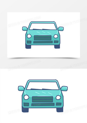 手绘卡通蓝色小汽车元素素材