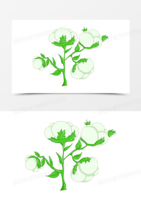 卡通手绘生长中的棉花免抠元素