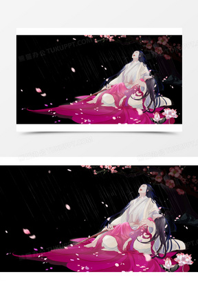 悲伤的男人古风手绘