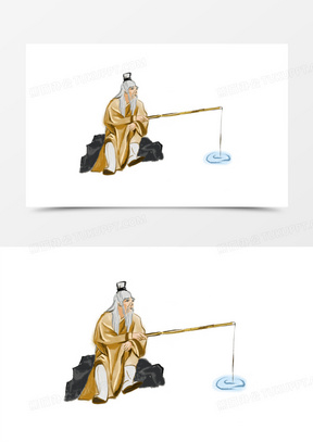 姜太公钓鱼图片素材