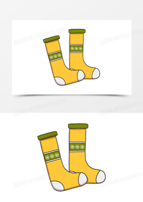 手绘卡通长筒袜子免抠元素