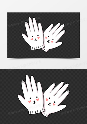 手绘白色五指手套免抠元素