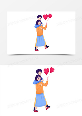 风男生单膝下跪求婚场景元素121卡通手绘情侣约会甜蜜场景素材1211