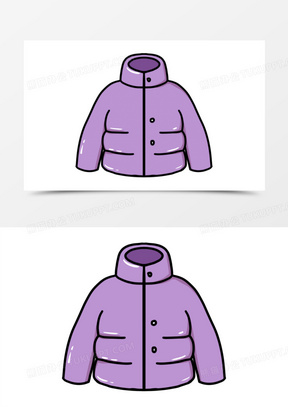 紫色手绘羽绒服免抠元素