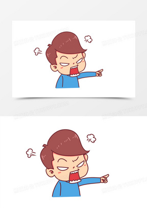 手绘卡通男孩破口大骂表情素材