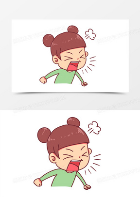 手绘卡通女孩骂人发泄情绪表情素材