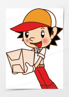 卡通简笔画快递员矢量