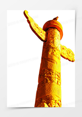 国古典元素华表柱20荣耀金狮华表国庆80金色华表上的龙纹雕塑国庆中秋