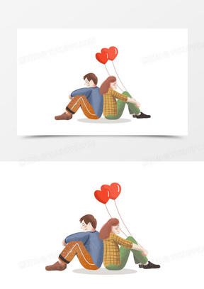 卡通草地背对兔子少年少女海报背景30动漫日式背对背拥抱71背对镜头