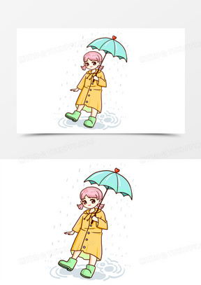 打伞女孩图片素材
