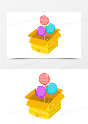 手绘可爱卡通黄色盒子免抠元素