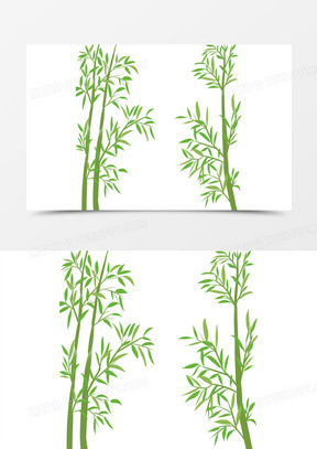 手绘卡通绿色竹子竹叶元素