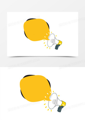 手绘卡通喇叭通知边框元素