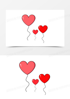 手绘卡通情人节爱心气球元素