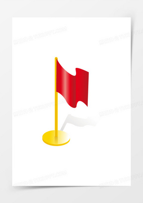 解放军2033国庆节之手绘卡通男孩拿着大红旗402手绘拿着小红旗的宇